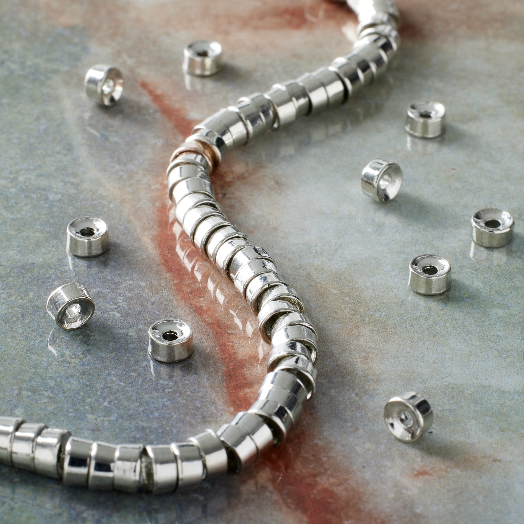12 Pack: Rhodium Metal Interlock Beads by Bead Landing